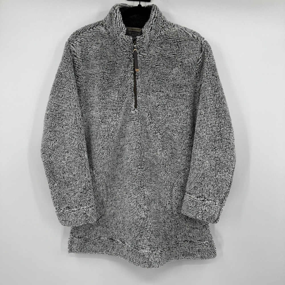 Soft Surroundings Sherpa Fleece Quarter Zip‎ Pullover Sweater Gray Size Medium